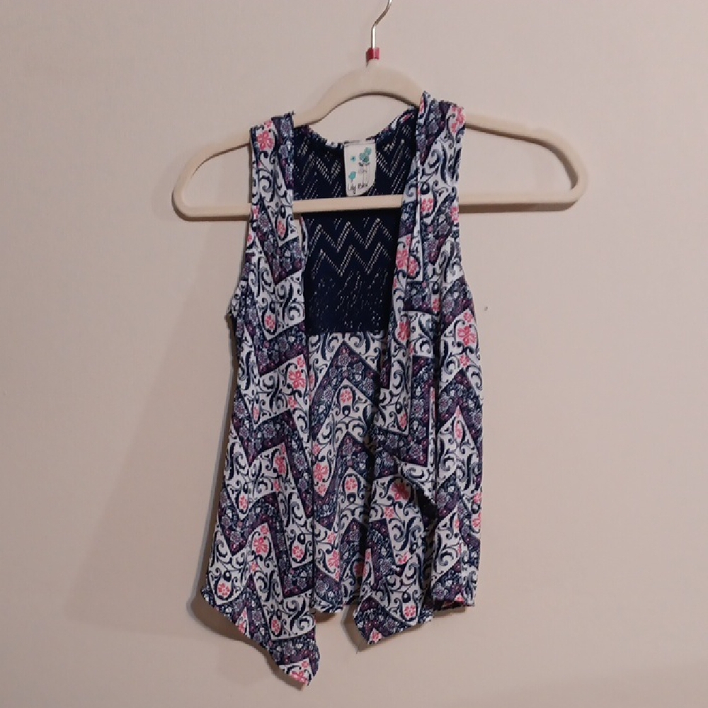 Lily Bleu Navy and Pink Patterned Blouse